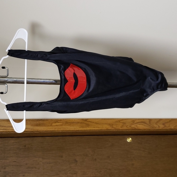 Black swimsuit with red lacing up the back. - Picture 2 of 3